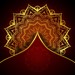 Luxury  mandala design  vector background in gold color