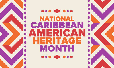 Caribbean American Heritage Month in June. Culture Month to the people of America. Celebrate annual with festival. Happy holiday. Poster, card, banner and background. Vector illustration