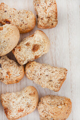 Traditional rusks, a local South African favorite on rustic background with copy space