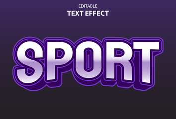 sport text effect with purple color 3d style for template.
