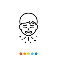 A man who coughs heavily icon, Vector.