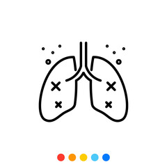 Damaged or infected lung icon, Vector.