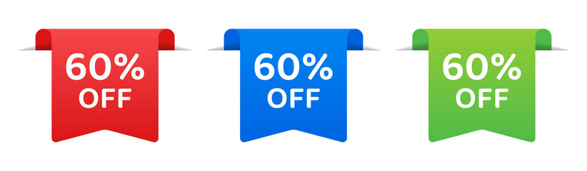 60% off label tag vector illustration. Special offer symbol. Discount 60% off.