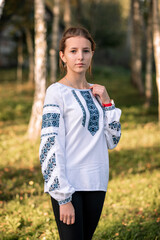 The girl, the Ukrainian in an embroidered shirt, the girl in an embroidered shirt