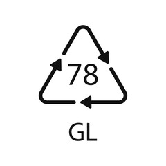 Silver plated glass. Glass recycling code 78 GL. Vector illustration