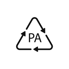 Plastic recycling symbol PA polyamide, vector illustration