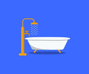 Simple Creative Bathtub Illustration Design
