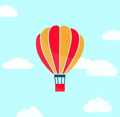 Hot Air Balloon vector illustration, Hot air balloon in the clouds background, Icons and symbol design.
