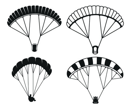 Paragliding Vector illustration, Paragliding symbol icon design with Vector and sky Background.