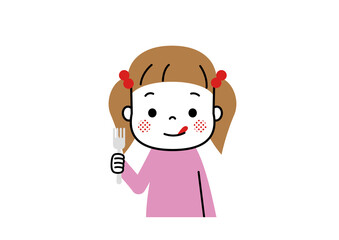 フォークを握ってお腹ペコペコな女の子