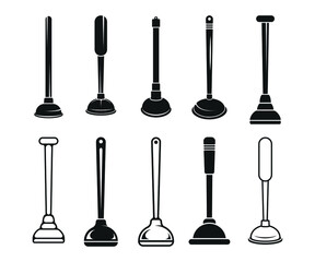 Naklejka premium Rubber Plunger Black Colour Some Collection Vector And Symbol Design, Free Vector 