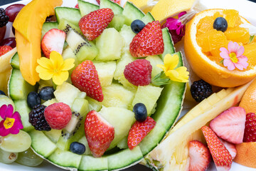 Various fruits are served at the fruit buffet