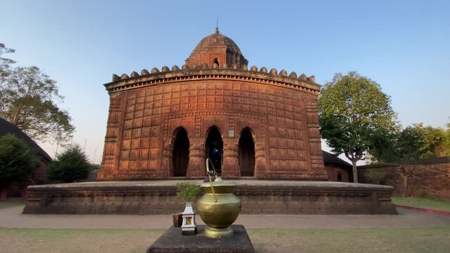 The famous Madan Mohan temple located in Bishnupur, West Bengal, India. Madanmohan Temple, Bishnupur , India - made of terracotta (baked clay) - world famous tourist spot.