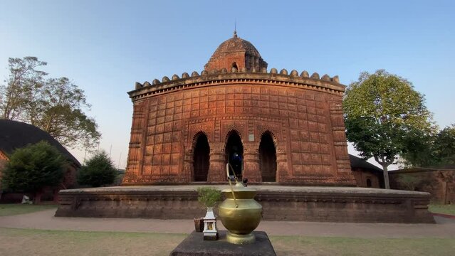 The famous Madan Mohan temple located in Bishnupur, West Bengal, India. Madanmohan Temple, Bishnupur , India - made of terracotta (baked clay) - world famous tourist spot.