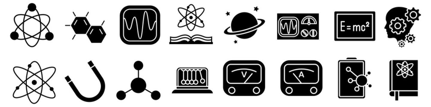 Physics icon vector set. studies illustration sign collection. science symbol or logo.