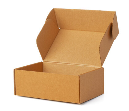 Open Brown Cardboard Box Isolated On White