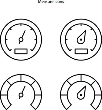 Pressure icons isolated on white background, Calendar, Stopwatch and Diagonal measuring icon. Vector