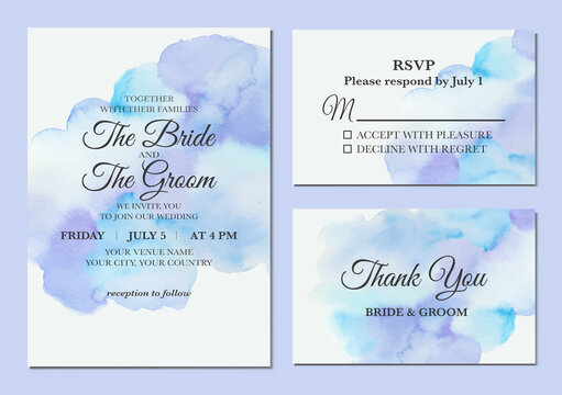 Abstract watercolor stain as wedding invitation template.