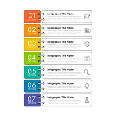 Fototapeta premium Infographic design template can be used for presentation, banner, graphic, business flow and diagram. Modern flat Timeline template with 7 option, parts, step for process. Abstract template.