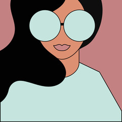 Portrait of a woman with glasses. Social media avatar. Girl in glasses. Flat style vector illustration.
