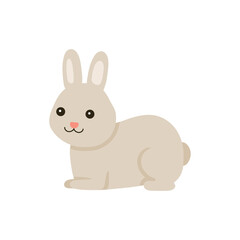 Cute baby rabbit or hare pet for Easter design. Animal bunny in cartoon style. Rabbit lie. Vector illustration