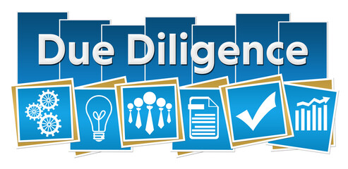 Due Diligence Business Symbols Blue Squares Stripes 