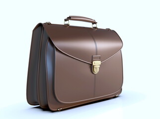 Brown Leather Businessman Briefcase on Light Background with Shadow