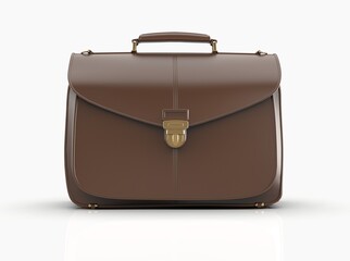 Brown Leather Businessman Briefcase on Light Background with Shadow