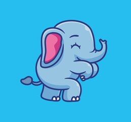 cute elephant walking happy. isolated cartoon animal illustration. Flat Style Sticker Icon Design Premium Logo vector. Mascot Character