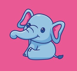 cute elephant sitting rest. isolated cartoon animal illustration. Flat Style Sticker Icon Design Premium Logo vector. Mascot Character