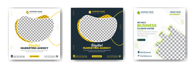 Social media post. Corporate Business. and Digital Marketing Social media post template. Instagram feed post, Social media post template collection. Trendy editable Instagram Post and Stories template