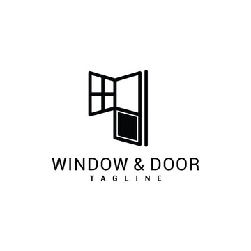 window door logo icon design template flat vector Premium Vector