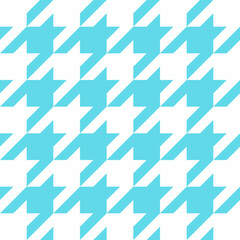 Goose foot. Easter Pattern of crow's feet in blue and white cage. Glen plaid. Houndstooth tartan tweed. Dogs tooth. Scottish cage. Seamless fabric texture. Vector illustration