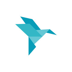 origami bird logo icon design template vector