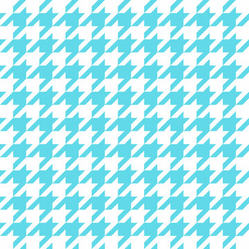 Goose foot. Easter Pattern of crow's feet in blue and white cage. Glen plaid. Houndstooth tartan tweed. Dogs tooth. Scottish cage. Seamless fabric texture. Vector illustration