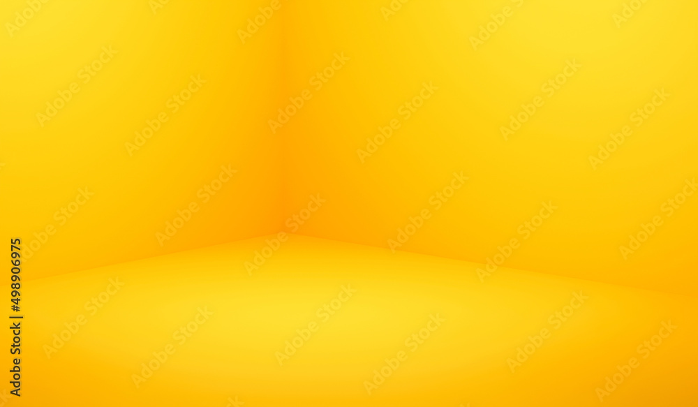 Canvas Prints Yellow room corner empty interior 3d background of blank modern wall space floor home design studio or simple presentation backdrop template scene and summer product platform display on art wallpaper.