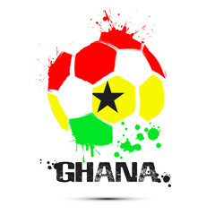 Abstract soccer ball with Ghana national flag colors. Flag of Ghana in the form of a soccer ball made on an isolated background. Football championship banner. Vector illustration
