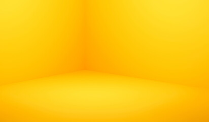Yellow room corner empty interior 3d background of blank modern wall space floor home design studio or simple presentation backdrop template scene and summer product platform display on art wallpaper.