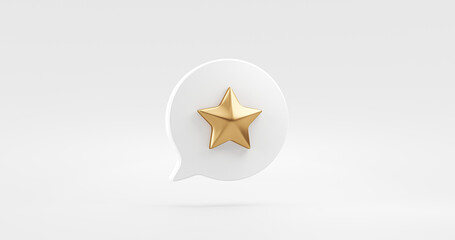 Gold best star rating 3d icon design element isolated on white background of success evaluation...