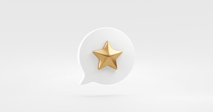 Gold best star rating 3d icon design element isolated on white background of success evaluation rank symbol or satisfaction product quality sign feedback and golden premium customer experience review.