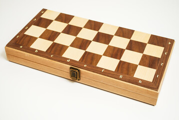 Chess box closed. Wooden game.