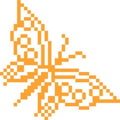 Butterfly Pixel Art  isolated on white Background vector pixel illustration.
