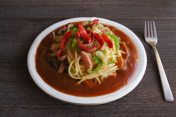 あんかけパスタとフォーク