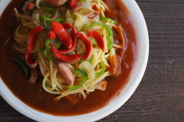 名古屋飯あんかけパスタ俯瞰のアップ