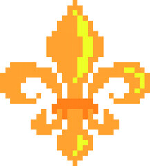 fleur de lis Pixel Art isolated on white Background. bit icon. Vector illustration. Pixel design illustration. Pixel art.