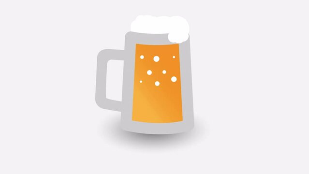 Vector video (animation) of the icon of a glass that is filled with beer and foams