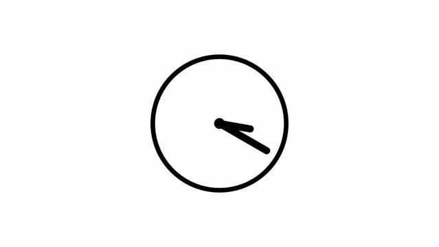 Vector video (animation) of the clock icon on which the arrows move (accelerated) in proportion to each other (white background).
