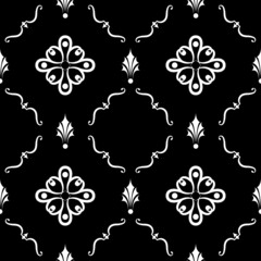 Sample ethnic, folk, geometric, mosaic ornament, black and white pattern for fabrics, interiors, ceramics and furniture in the Arabian style.