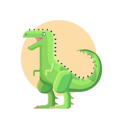 Fototapeta premium Green roaring tyrannosaurus. Prehistoric carnivorous dinosaur. Vector illustration isolated on transparent. Eps 10.