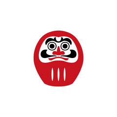 Japanese daruma doll, vector flat symbol design